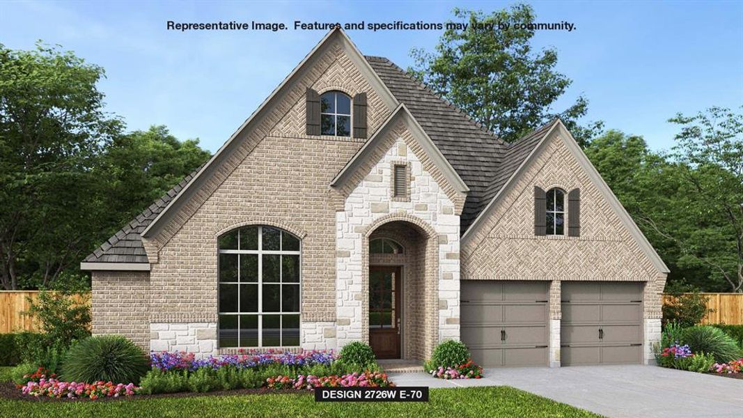 View of front of property with a garage