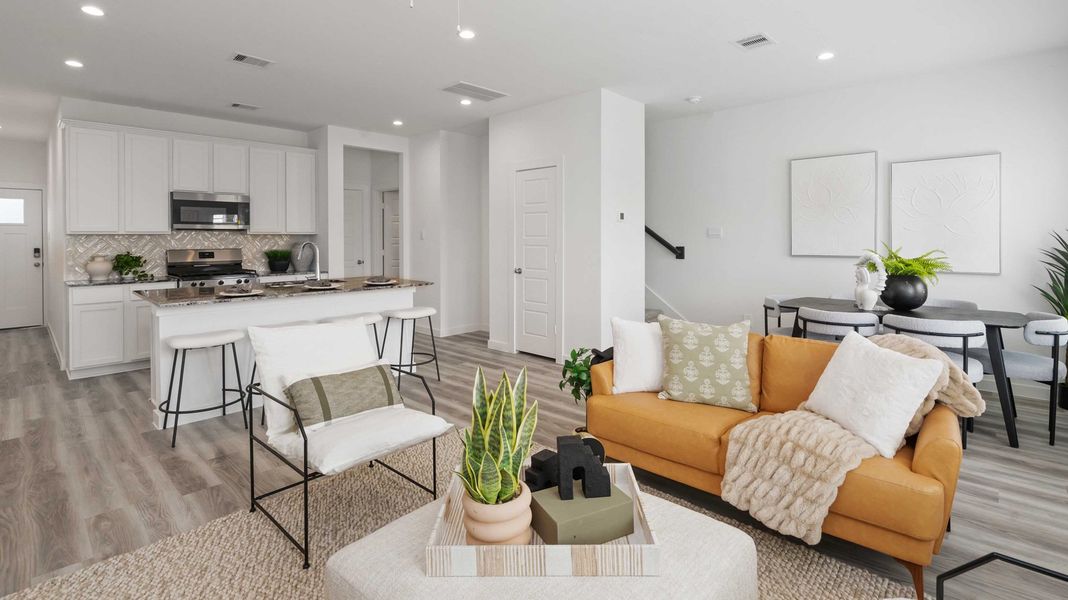 Representative furnished interior of a home built from the Hibiscus by D.R. Horton in Grand West, Houston (Image 13). Representative furnished interior of a home built from the Hibiscus by D.R. Horton in Grand West, Houston (Image 13).