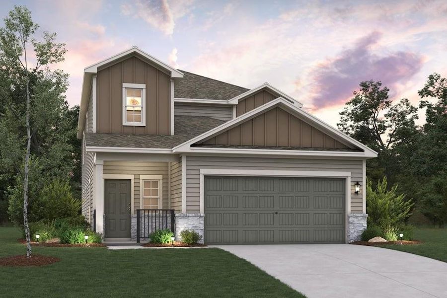 Front exterior of a new home in Ambergrove, Royse City, TX, highlighting curb appeal (Image 1). Front exterior of a new home in Ambergrove, Royse City, TX, highlighting curb appeal (Image 1).
