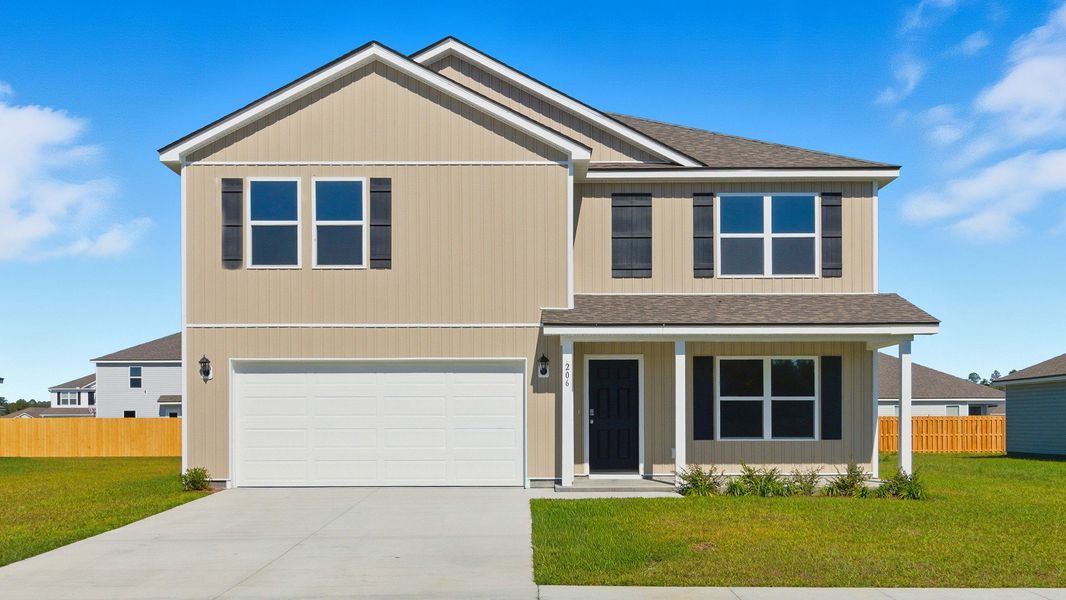 Front exterior of a new home in Wesley Park, Crawfordville, FL, highlighting curb appeal (Image 1). Front exterior of a new home in Wesley Park, Crawfordville, FL, highlighting curb appeal (Image 1).