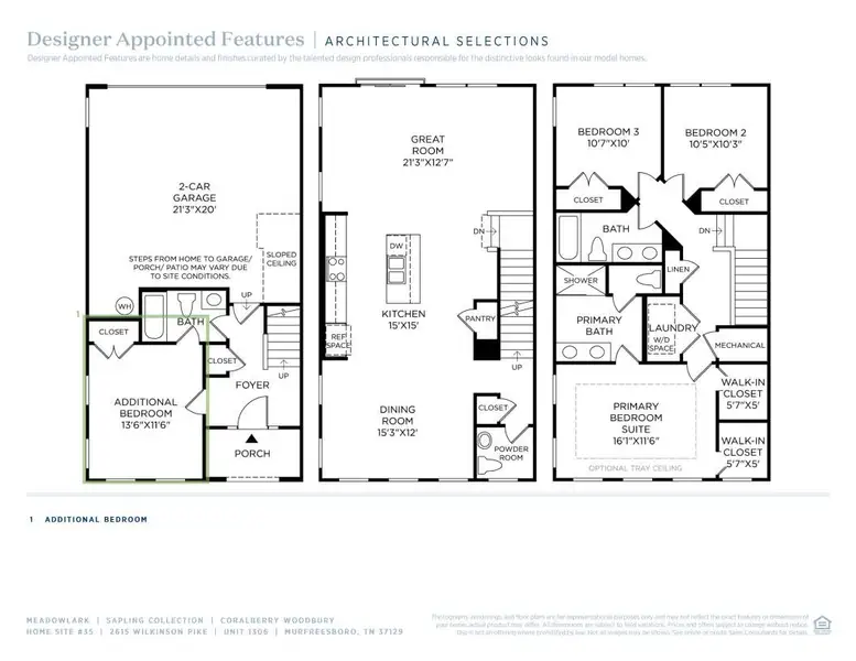 2D floor plan layout of this home in Meadowlark, Murfreesboro, TN (Image 5). 2D floor plan layout of this home in Meadowlark, Murfreesboro, TN (Image 5).