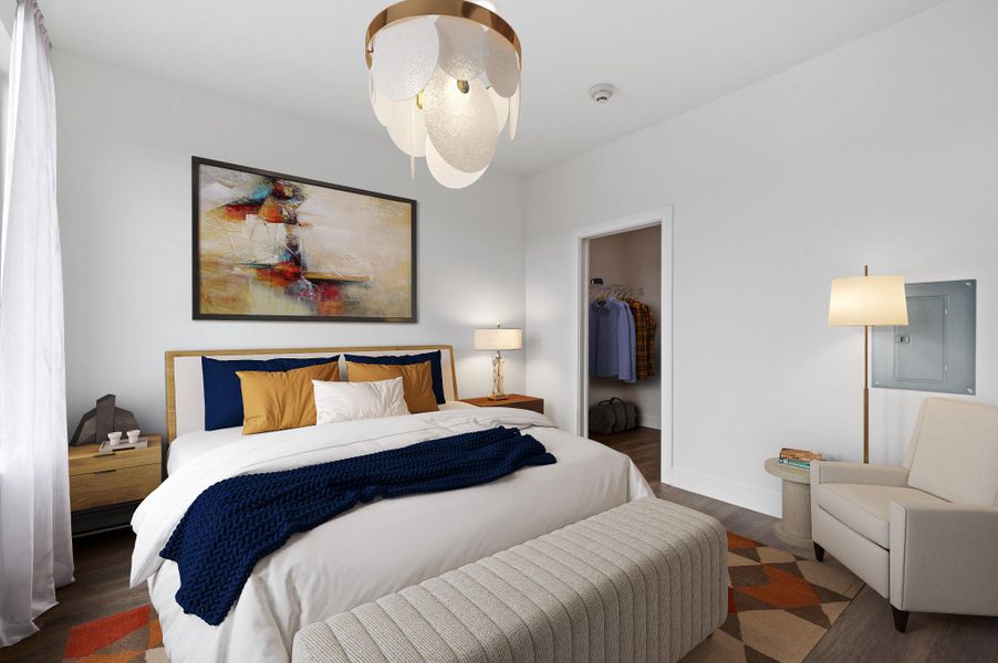 Furnished interior view inside a new home in Congress Lofts Saint Elmo, Austin (Image 5). Furnished interior view inside a new home in Congress Lofts Saint Elmo, Austin (Image 5).