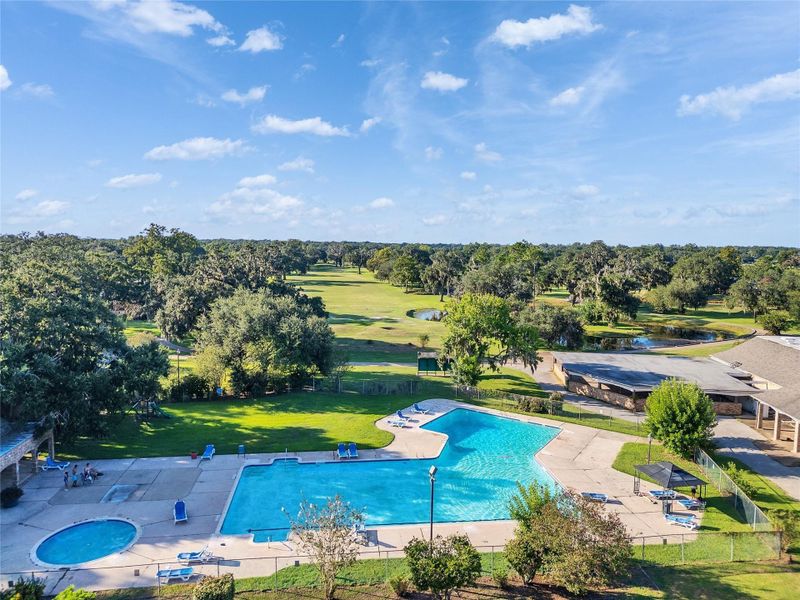 Enjoy the beautiful Columbia Lakes community pool surrounded by lush greenery and the amazing golf course! A perfect place to relax, swim, and unwind under the Texas sun. Like living in a Resort in your backyard!