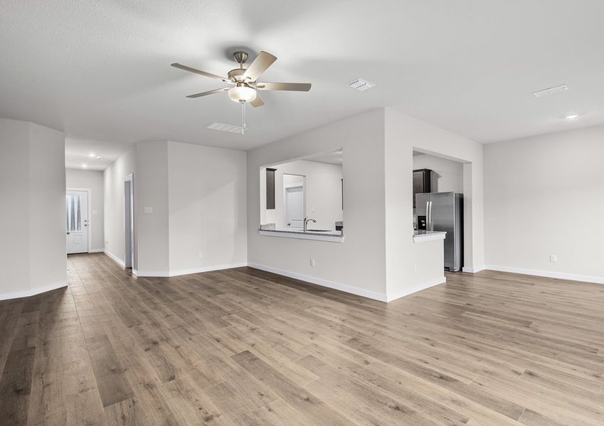 The family room sits right off of the kitchen and living room.