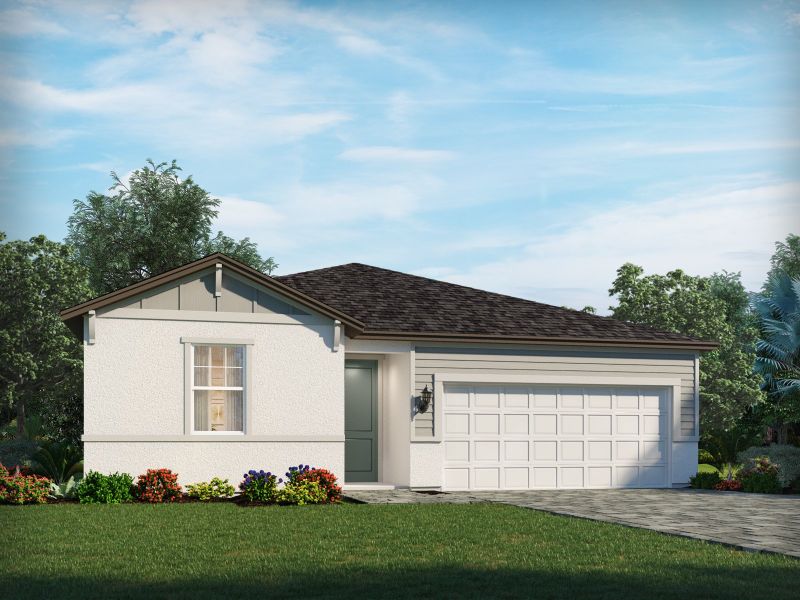 Representative exterior photo of a completed home built from the Corsica by Meritage Homes in Ridgehaven - Signature Series, Ormond Beach, FL (Image 13).