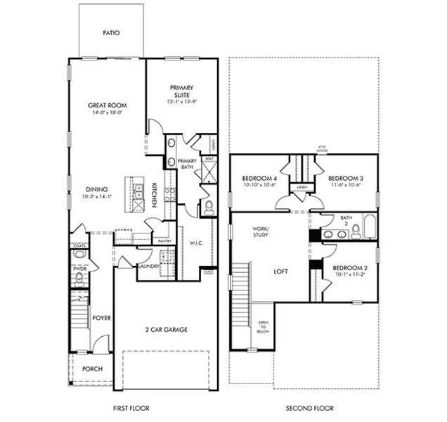 2D floor plan layout of this home in Cypress Ridge - The Boardwalk Series, Longs, SC (Image 2). 2D floor plan layout of this home in Cypress Ridge - The Boardwalk Series, Longs, SC (Image 2).