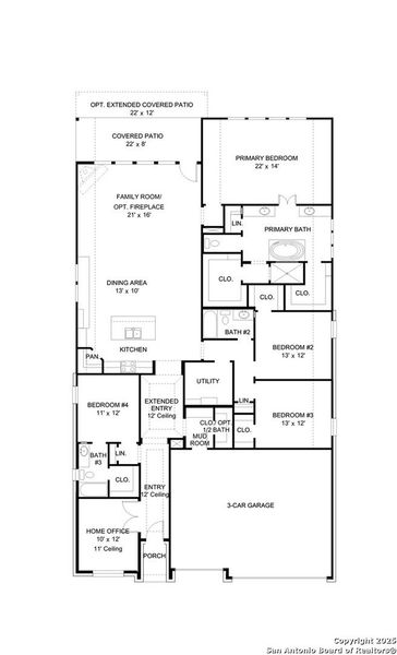 2D floor plan layout of this home in Johnson Ranch 55', Bulverde, TX (Image 3).