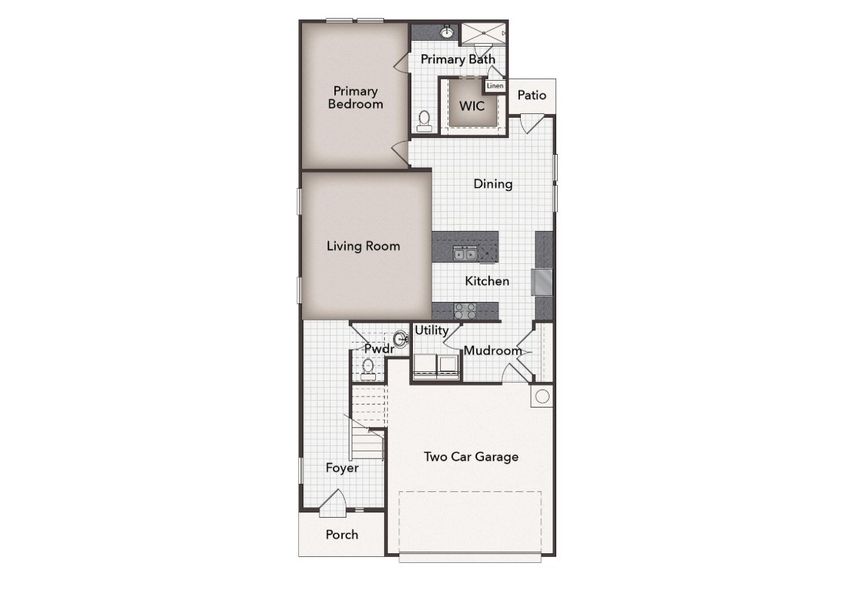 2D floor plan layout for the Heritage Mill 2446 by Brohn Homes in Heritage Mill, Hutto, TX (Image 3).