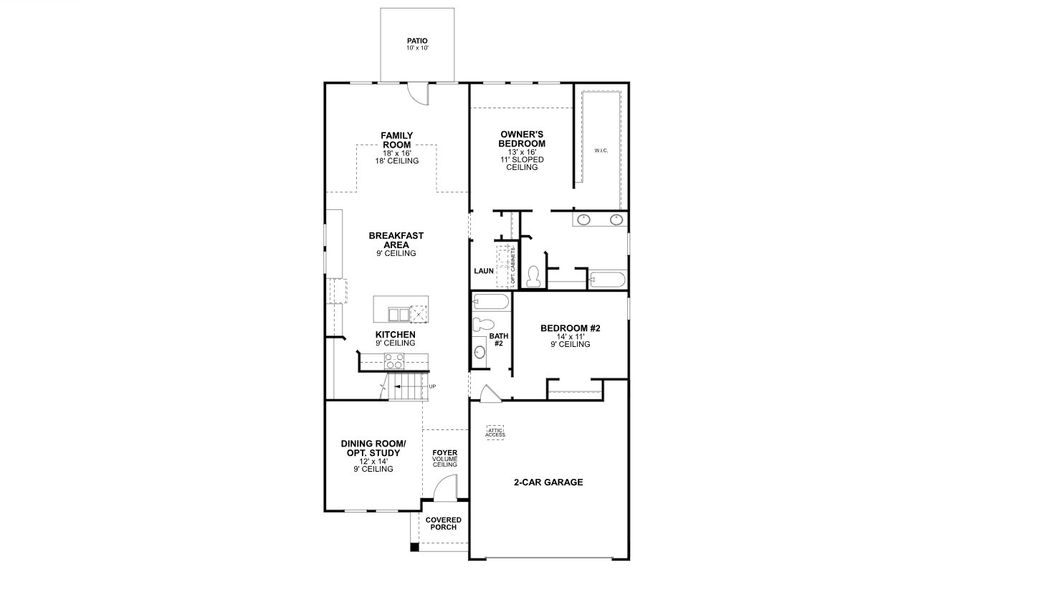 2D floor plan layout for the Eagle by M/I Homes in Eliana, McKinney, TX (Image 3).