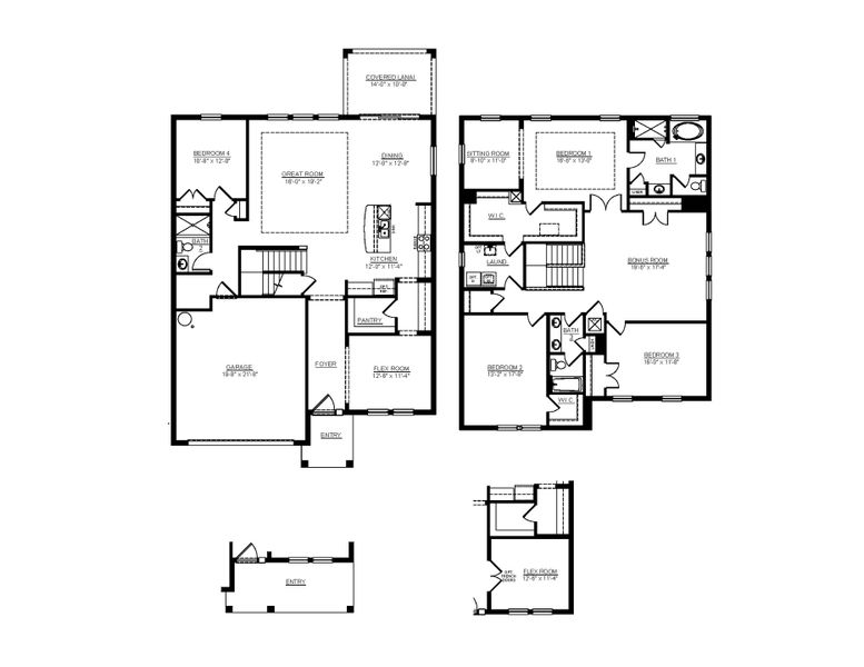 2D floor plan layout for the Holden by D.R. Horton in Twisted Oaks, Wildwood, FL (Image 3). 2D floor plan layout for the Holden by D.R. Horton in Twisted Oaks, Wildwood, FL (Image 3).