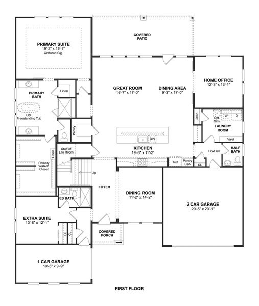 2D floor plan layout for the Little Rock by K. Hovnanian® Homes in The Preserve at Green Meadows, Celina, TX (Image 3).