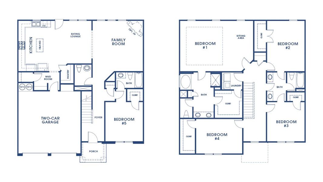 2D floor plan layout for the Grayson by D.R. Horton in Highland Hills, Graniteville, SC (Image 3).