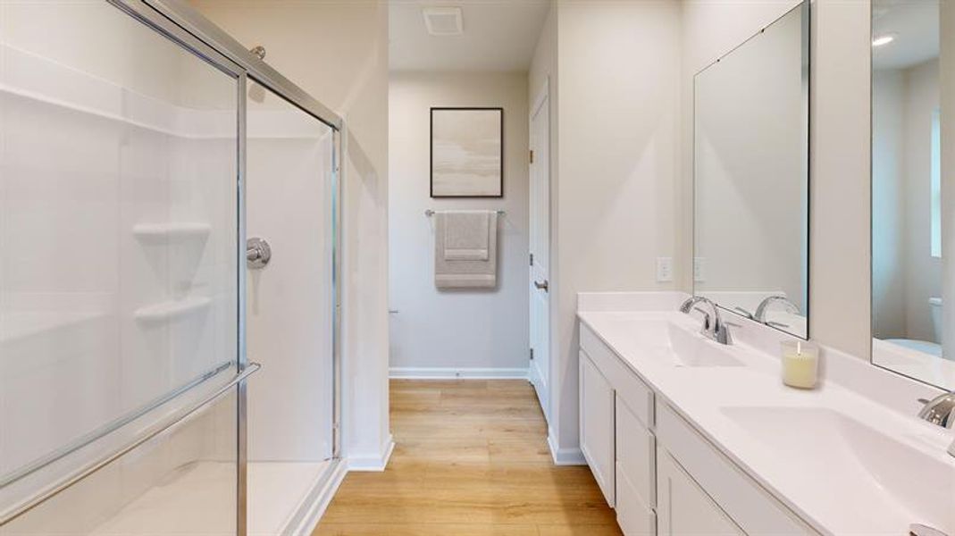 Furnished interior view inside a new home in Wren Woods 2-Story, Gray Court (Image 28).