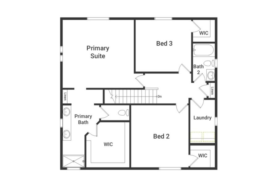 2D floor plan layout of this home in Thompson River Ranch, Johnstown, CO (Image 3).