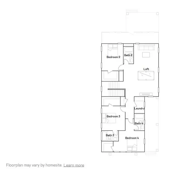 2D floor plan layout of this home in Heron's Walk at Summers Corner: Row - Elevated Collection, Summerville, SC (Image 3).