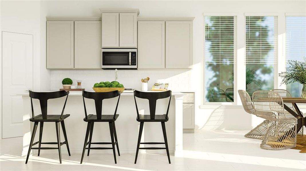 Kitchen with gray cabinets