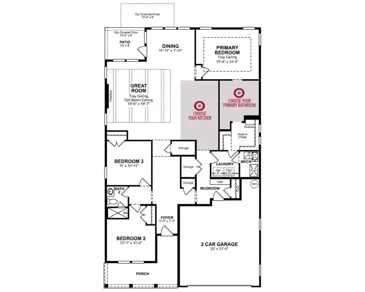 2D floor plan layout for the Brookwood by Beazer Homes in Cambridge at Steels Bridge, Canton, GA (Image 4).