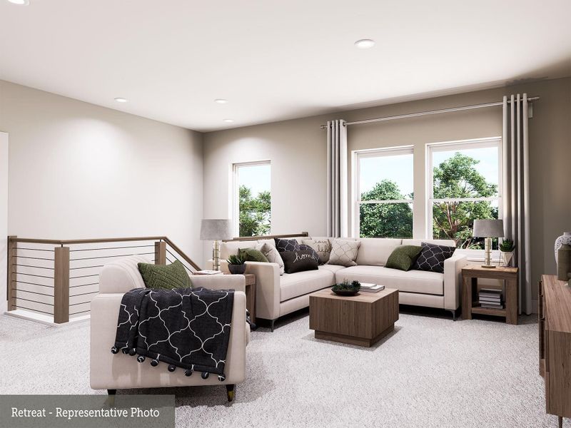 Furnished interior in a model home at Easthaven at Bridgeland Central - Horizon Collection in Cypress (Image 10). Furnished interior in a model home at Easthaven at Bridgeland Central - Horizon Collection in Cypress (Image 10).