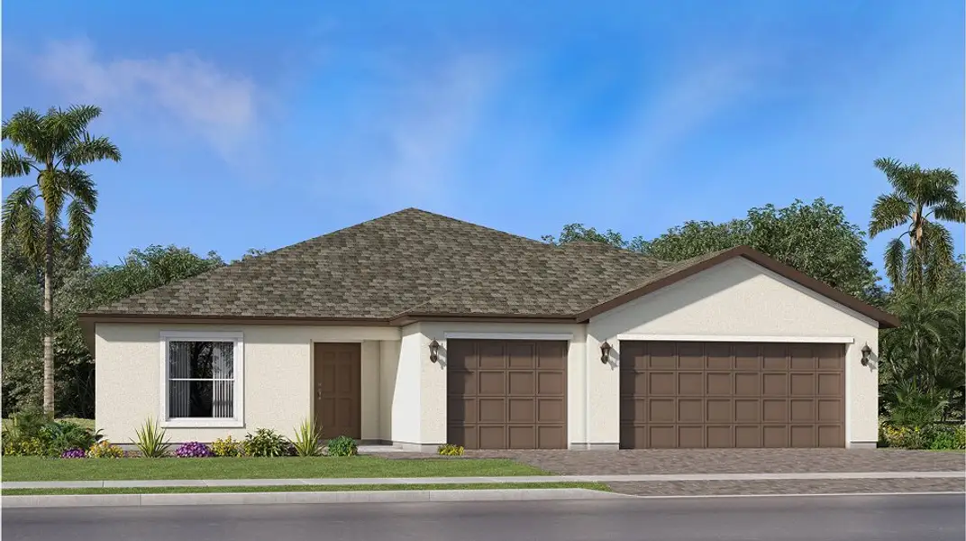 Front exterior of a new home in Redlands Ridge: Mahogany Collection, Miami, FL, highlighting curb appeal (Image 1). Front exterior of a new home in Redlands Ridge: Mahogany Collection, Miami, FL, highlighting curb appeal (Image 1).