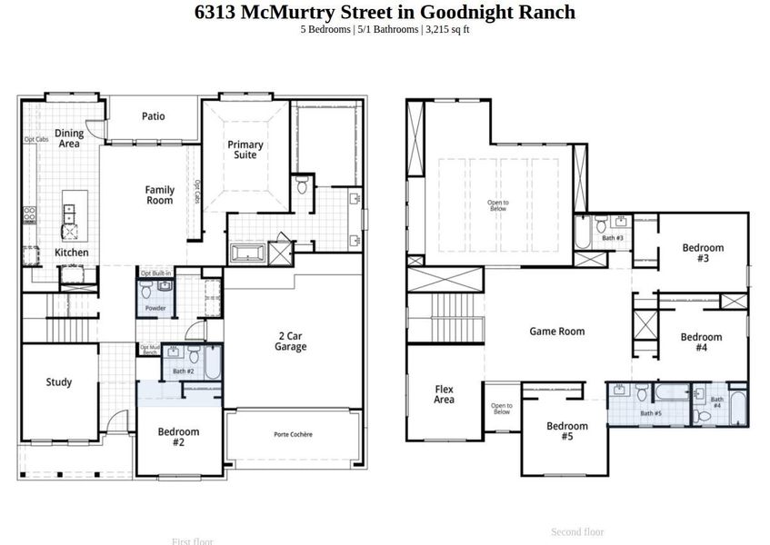 2D floor plan layout of this home in Goodnight Ranch, Austin, TX (Image 2).