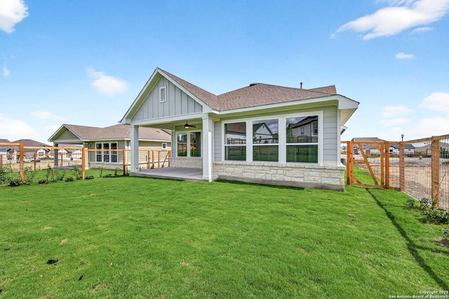 Exterior details and patio area of a home in The Crossvine 45’, Schertz (Image 4).
