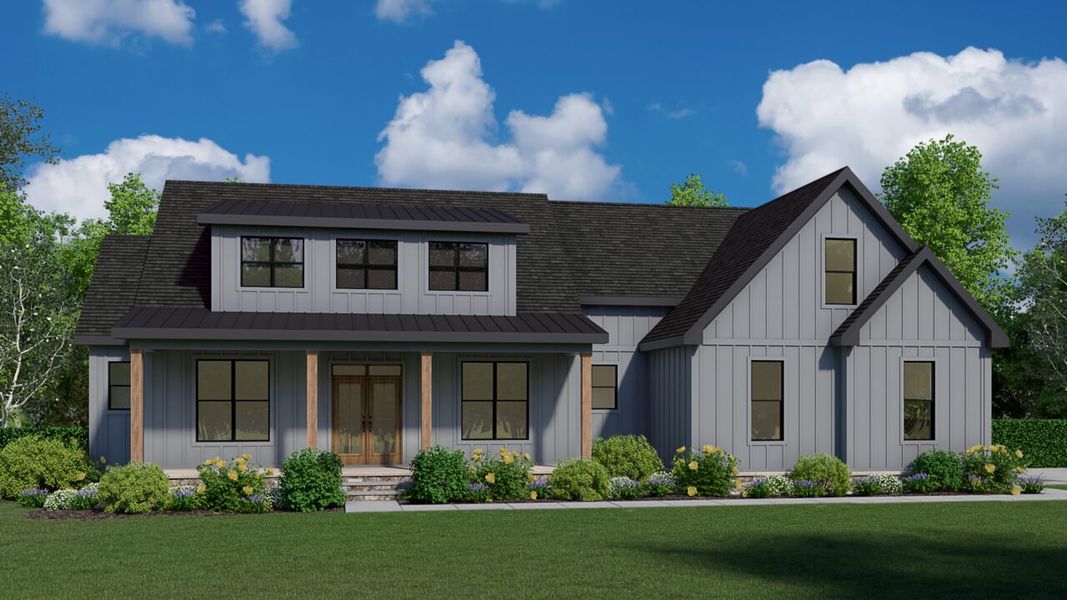 Representative exterior photo of a completed home built from the Fuller by Grand Oak Homes in Kettle Creek, Zebulon, NC (Image 1).