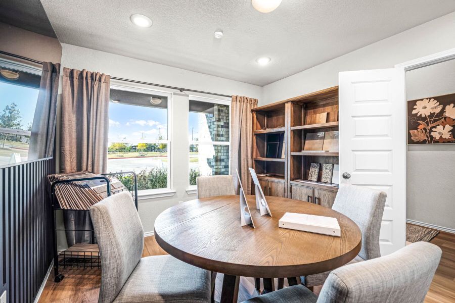 This is the study of the Hawkins plan within the model home in Carillon at 13305 Eppright Trace Blvd., Manor, TX. This is the study of the Hawkins plan within the model home in Carillon at 13305 Eppright Trace Blvd., Manor, TX.