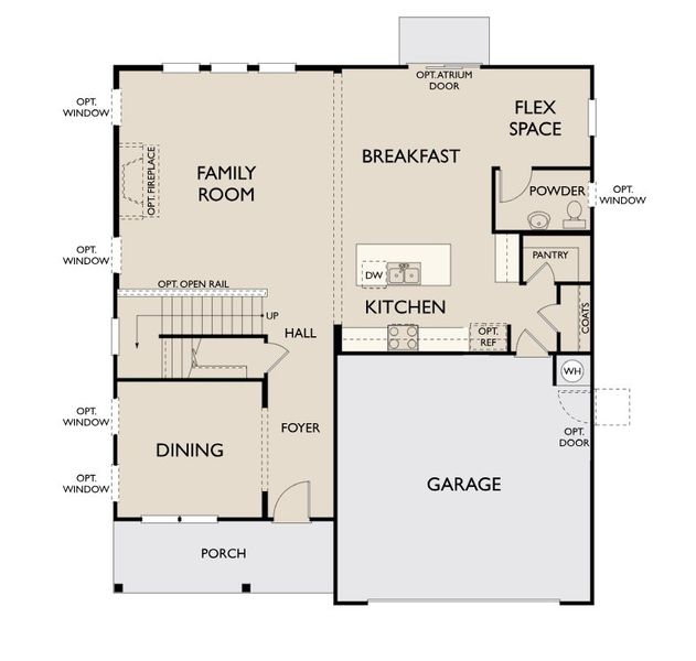 2D floor plan layout for the Monroe by Ashton Woods in Tea Farm: Presidents Series, Ravenel, SC (Image 5).