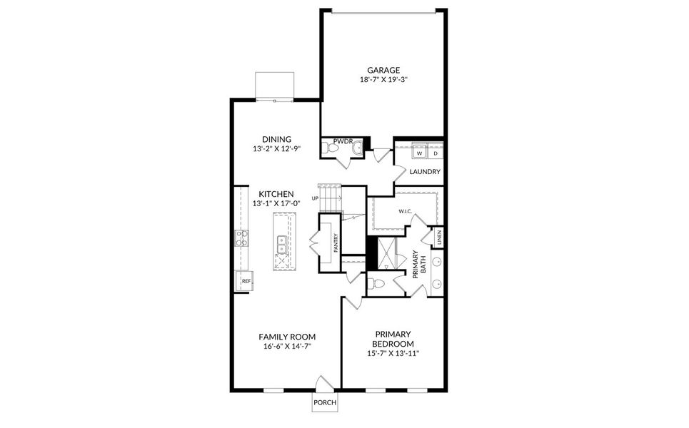 2D floor plan layout for the Yorkshire by Stanley Martin Homes in Compass Pointe, Apollo Beach, FL (Image 4).