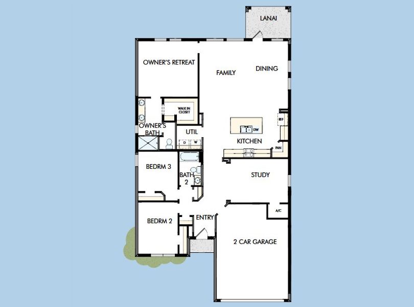 2D floor plan layout for the The Spicola by David Weekley Homes in Lakeside at Satilla, St. Cloud, FL (Image 3).