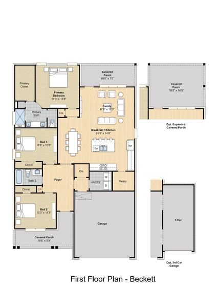 2D floor plan layout for the Beckett by Grant & Co in Amherst, Cordova, TN (Image 3).