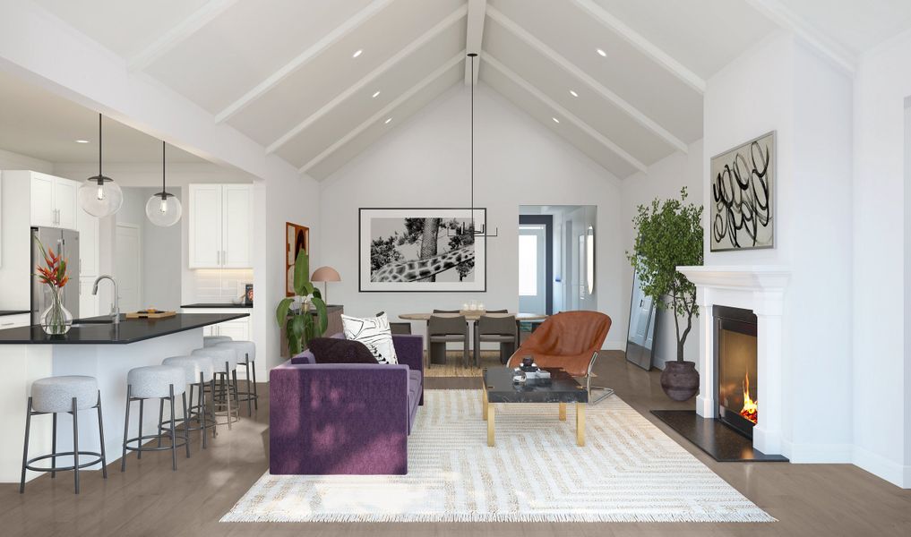 Fireplace and gorgeous flooring in the great room Fireplace and gorgeous flooring in the great room