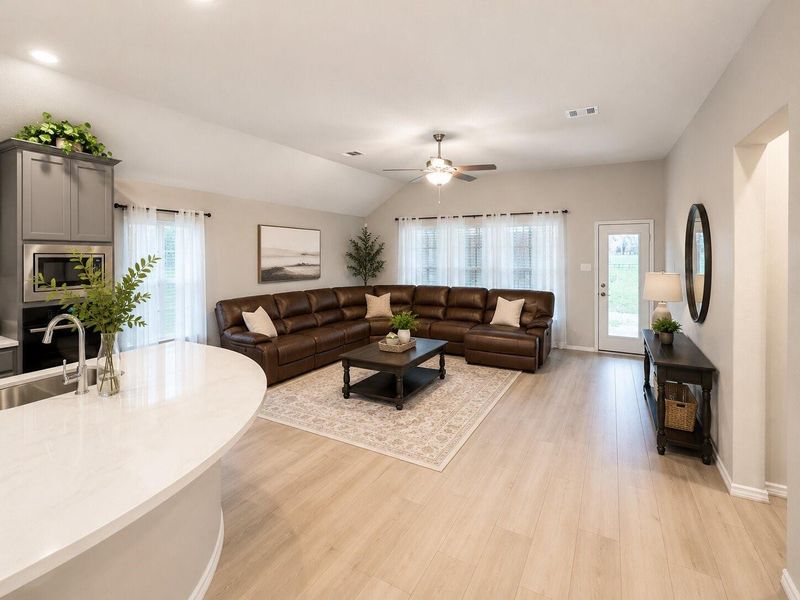 Furnished interior view inside a new home in Dunham Pointe, Cypress (Image 14). Furnished interior view inside a new home in Dunham Pointe, Cypress (Image 14).
