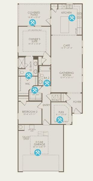 2D floor plan layout for the Compass by Del Webb in Del Webb Point Hope, Charleston, SC (Image 2).