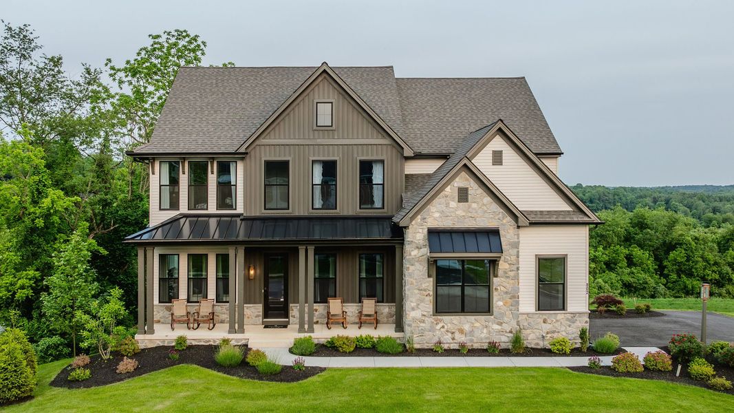 Representative exterior photo of a completed home built from the Hawthorne by Keystone Custom Homes in McLean South Shore, Belmont, NC (Image 25).