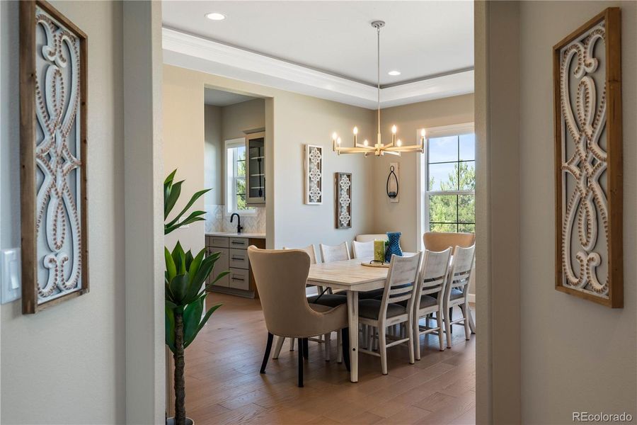 Formal Dining Room with Custom lighting.