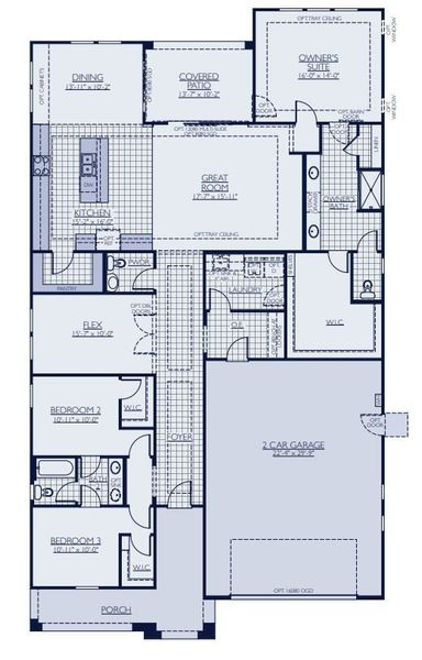 2D floor plan layout for the Ash by William Ryan Homes in Silver Cross, San Tan Valley, AZ (Image 3). 2D floor plan layout for the Ash by William Ryan Homes in Silver Cross, San Tan Valley, AZ (Image 3).
