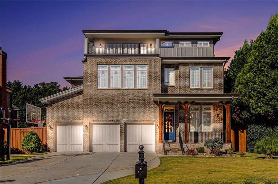 Front exterior of a new home in , Brookhaven, GA, highlighting curb appeal (Image 1). Front exterior of a new home in , Brookhaven, GA, highlighting curb appeal (Image 1).