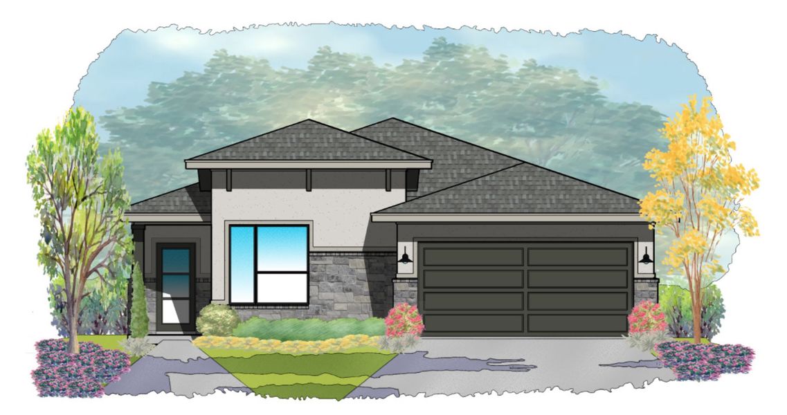 Front exterior of a new home in TerraVista, Victoria, TX, highlighting curb appeal (Image 1).