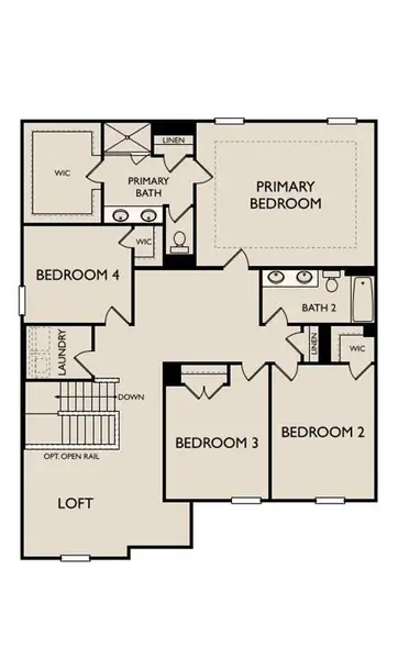 2D floor plan layout of this home in The Pointe at Heron Bay, Locust Grove, GA (Image 3).