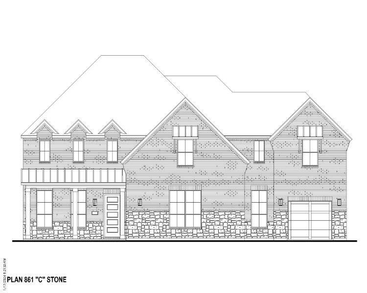 Plan 861 Elevation C w/ Stone