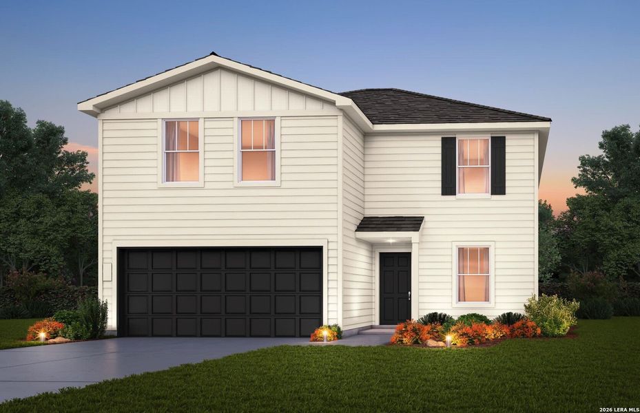 Front exterior of a new home in Vista Real, Converse, TX, highlighting curb appeal (Image 1). Front exterior of a new home in Vista Real, Converse, TX, highlighting curb appeal (Image 1).