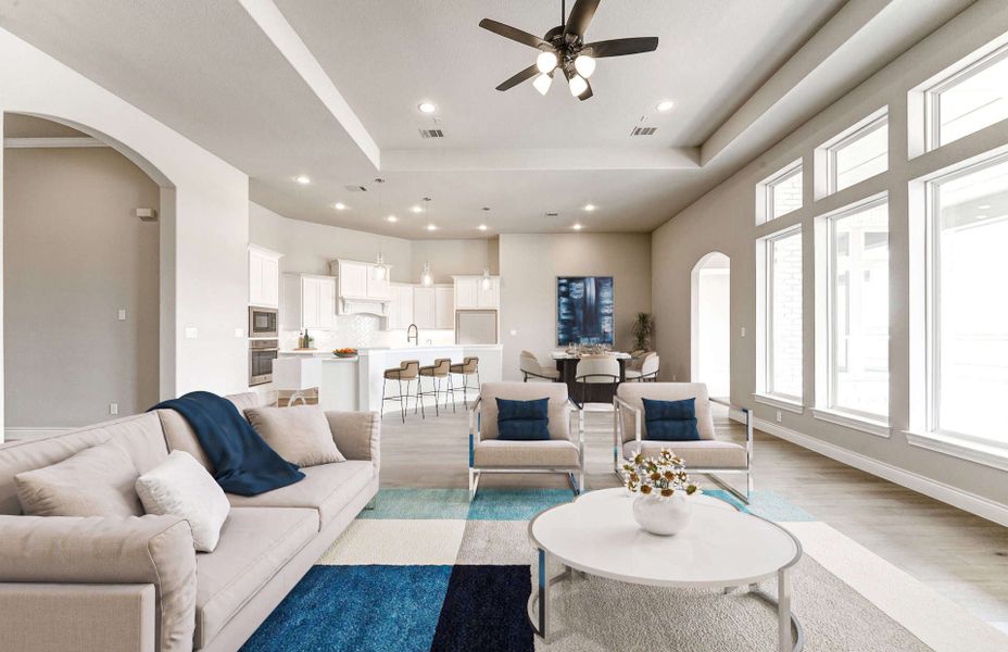 Representative furnished interior of a home built from the 2870 by Ravenna Homes in The Woodlands Hills 65′, Willis (Image 5). Representative furnished interior of a home built from the 2870 by Ravenna Homes in The Woodlands Hills 65′, Willis (Image 5).