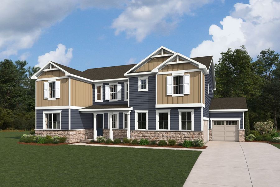 Representative exterior photo of a completed home built from the Lassen by Mattamy Homes in Blair Place, Monroe, NC (Image 2). Representative exterior photo of a completed home built from the Lassen by Mattamy Homes in Blair Place, Monroe, NC (Image 2).