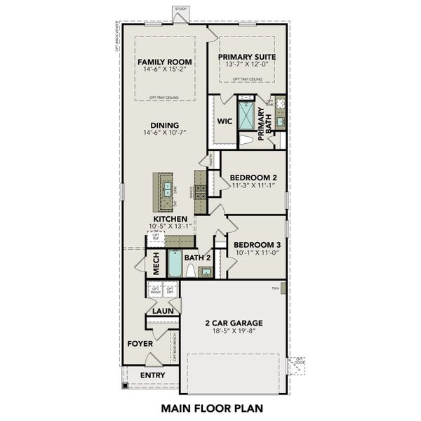 2D floor plan layout for the The Frio by Davidson Homes LLC in The Villages at WestPointe, Dayton, TX (Image 4).