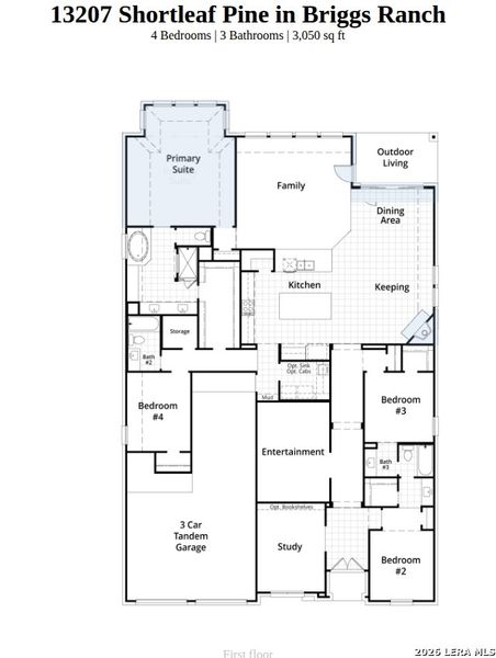 2D floor plan layout of this home in Briggs Ranch, San Antonio, TX (Image 4).