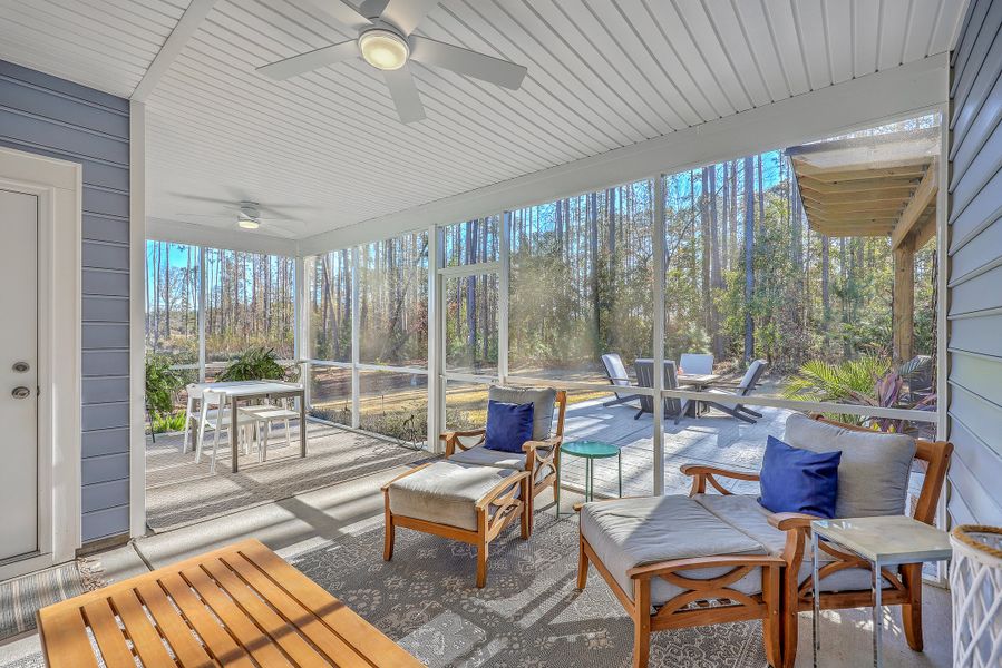Exterior details and patio area of a home in Horizons at Summers Corner | 55+: The Legends, Summerville (Image 23).
