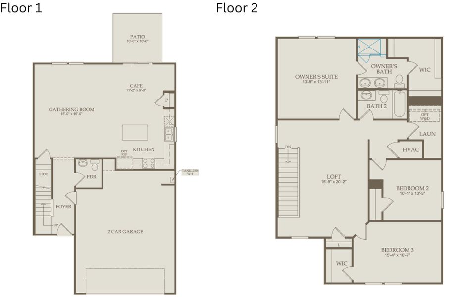 2D floor plan layout of this home in Carpenter Falls, Durham, NC (Image 5).