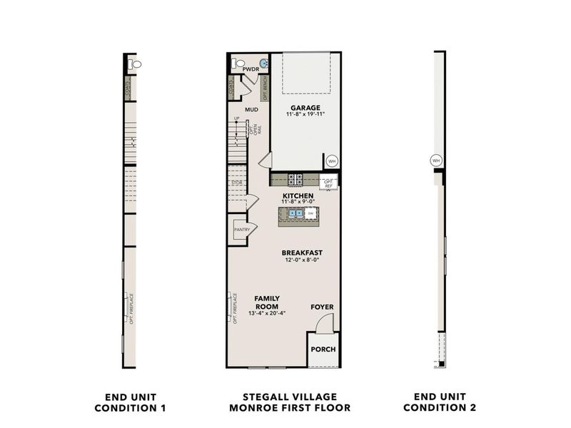 2D floor plan layout for the The Monroe A by Davidson Homes LLC in Stegall Village, Emerson, GA (Image 3).