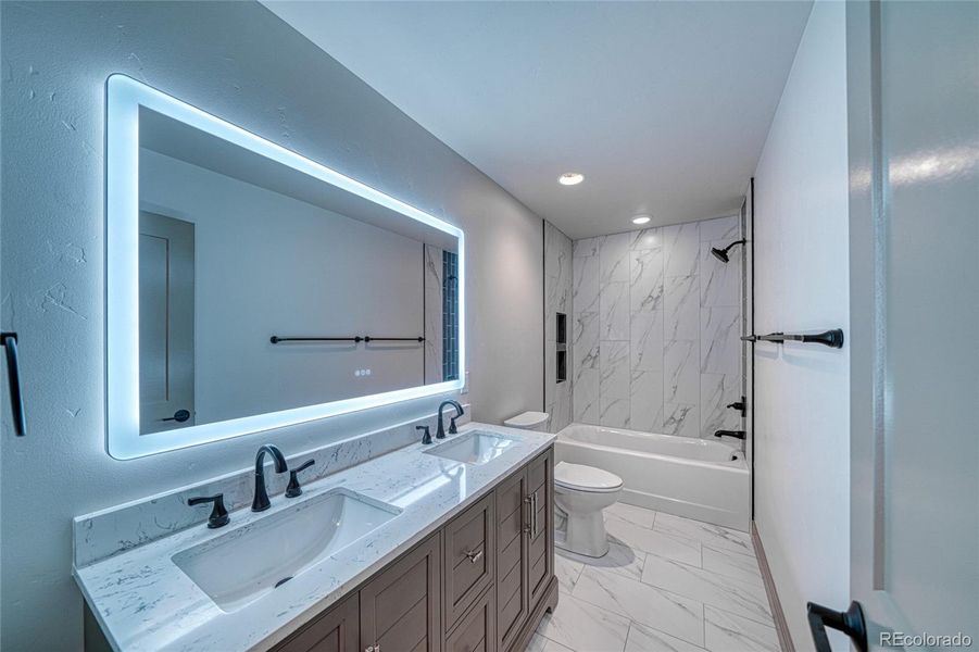 Guest bathroom is a full bathroom and spacious!